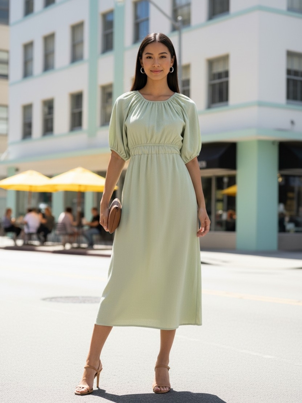 Nasty Gal Pistachio Maxi Dress Size 6 Green Cut Out Open Back Cottagecore